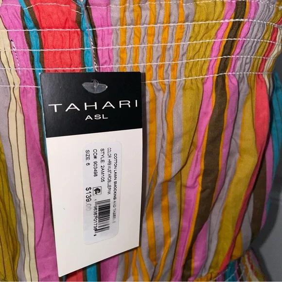 NWT Tahari ASL Smocked Tasseled-Hem Dress - Picture 7 of 13